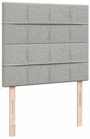 Cama box spring c/ colchão e LED 120x190 cm tecido cinza-claro