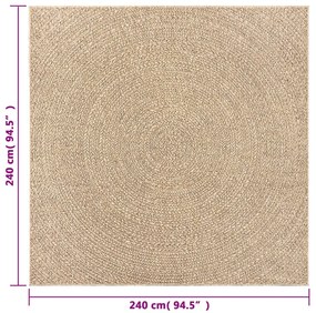 Tapete ZIZUR 240x240 cm aspeto de juta interior e exterior