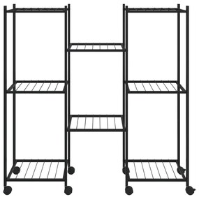 Suporte de vasos c/ rodas 83x25x83,5 cm ferro preto