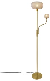 Candeeiro de pé de design latão com vidro âmbar 2 luzes - Brianna Design