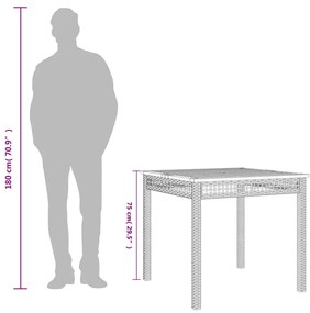 Mesa de jardim 80x80x74 cm vime PE e madeira de acácia cinzento