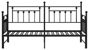 Estrutura de Daybed com Cama Auxiliar Preta 80x200 cm em Aço