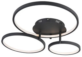 Candeeiro de teto moderno preto com LED e dimmer - Rondas Moderno