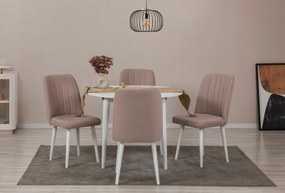 Conjunto de Mesa de Jantar Extensível Vina – Branco Pedra – Mesa: 100x