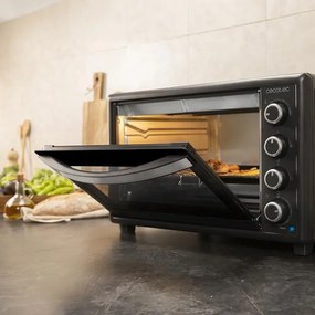 Mini-Forno com capacidade de 60 litros Bake&amp;Toast 6090 Black Gyro, 12 funções combináveis, alta potência de 2200 W e espeto rotativo Preto