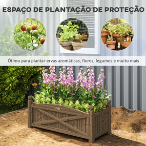 Floreira de Madeira para Cultivar Plantas Flores Ervas Floreira Retangular para Jardim Varanda 90x39x37 cm Castanho Escuro
