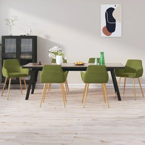 vidaXL Cadeiras de jantar 6 pcs veludo verde-claro