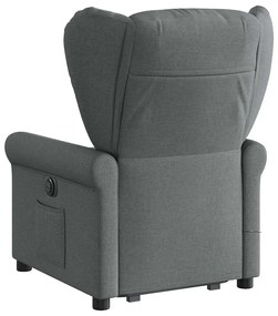 Poltrona elevatória de massagens tecido cinzento-escuro