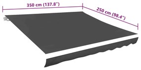 Lona para toldo antracite 350x250 cm