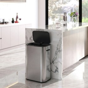 Caixote do Lixo de Cozinha Automático, 42,5 x 28,5 x 61,5 cm, Capacidade de 55 L, Prateado