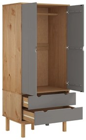 Roupeiro OTTA 76,5x53x172 cm pinho maciço castanho/cinza