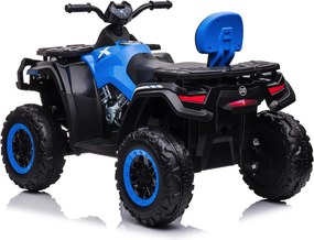 Moto 4 elétrica para crianças até 6 anos bateria de lítio de 24 volts, 4x4, pneus de borracha, banco em pele Azul