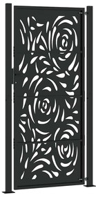 Portão de jardim 105x205 cm preto design de chama de aço