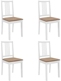 Cadeiras de jantar com almofadões 4 pcs madeira maciça branco
