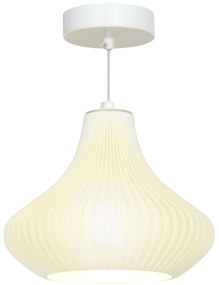 Candeeiro Suspenso Moderno Candeeiro de Teto com Ecrã de Impressão 3D Iluminação para Sala de Jantar Ø22x18 cm Branco
