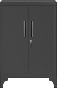Armário arquivo escritório com 2 portas em aço 40 x 60 x 90 cm Preto