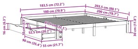 Estrutura de cama c/ gavetas 180x200 cm pinho castanho cera