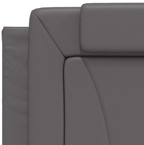 Estrutura cama c/ cabeceira 90x200 cm couro artificial cinzento