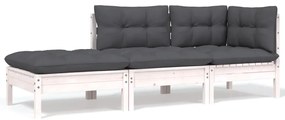 8 pcs conjunto lounge de jardim c/ almofadões pinho maciço