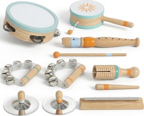Instrumentos musicais para crianças, brinquedos musicais de madeira inspiradores, com pandeiro e maracas, para crianças a partir dos 3 anos