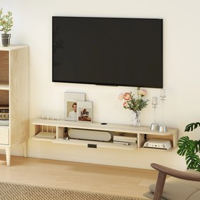 Móvel de TV Suspenso com  Orifício para Cabos Estilo Moderno para Televisão 60 Polegadas 140x24x16 cm Madeira