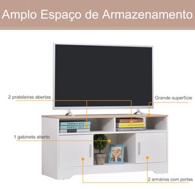 Móvel de Televisão Grande Espaço de Armazenamento Prateleiras Abertas 105x40x52 cm Branco