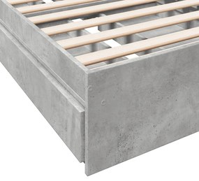 Estrutura de cama c/ gavetas derivados de madeira cinza-cimento