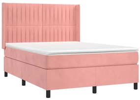 Cama com molas/colchão 140x200 cm veludo rosa