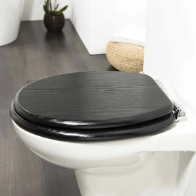 Assento de sanita com fecho suave Blackwash MDF preto 252030746