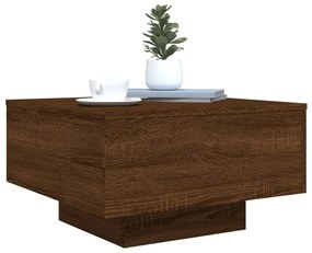 Mesa de centro com luzes LED 55x55x31 cm carvalho castanho