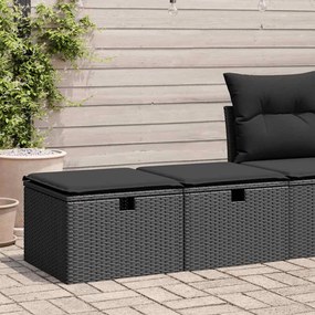 2 pcs conjunto sofás jardim c/ almofadões vime PE/acácia preto