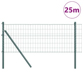 Cerca Euro com 13 Postes 0.4x25 m Aço Galvanizado Verde