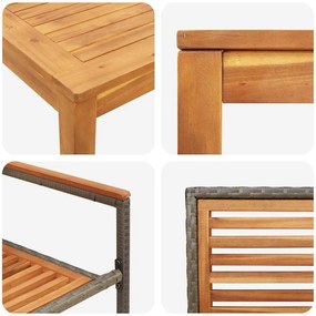 Conjunto de Jantar para Jardim 3 pcs Cinzeto 110 x 110 x 75 cm
