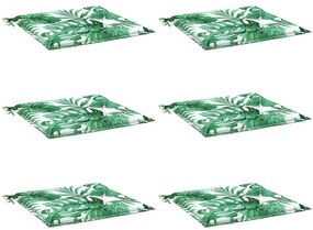 Almofadões p/ cadeira 6pcs 50x50x3cm tecido padrão folhas