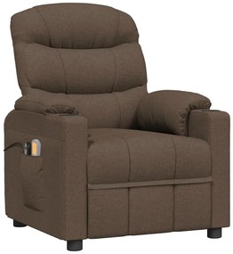 Poltrona de massagens elétrica reclinável tecido castanho