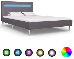 vidaXL Estrutura de cama com LED 120x200 cm tecido cinzento