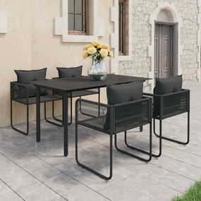 vidaXL 5 pcs conjunto de jantar para jardim vime de PVC preto