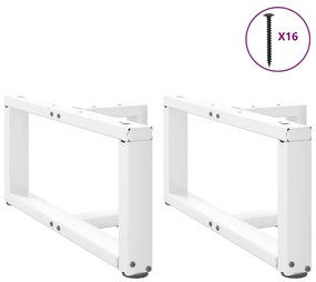 Pés para mesa de centro em forma de T, 2 peças, branco, 60x25x(30-31)