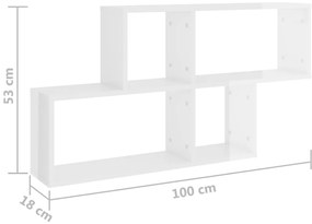 Estante de parede 100x18x53 cm deriv. madeira branco brilhante