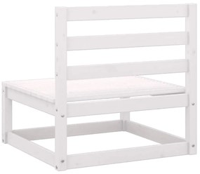 3 pcs conjunto lounge jardim c/ almofadões pinho maciço branco