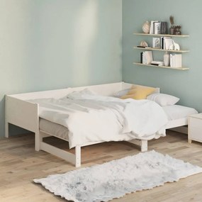 Estrutura sofá-cama de puxar 2x(80x200) cm pinho maciço branco