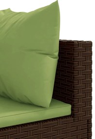 8 pcs conjunto lounge de jardim c/ almofadões vime PE castanho