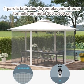 Redes mosquiteiras para tendas de jardim de 3 x 3 (TENDA NÃO INCLUIDA) m - conjunto de 4 redes com fecho de correr + ganchos de fixação - poliéster e