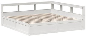 Cama com estante sem colchão 180x200 cm pinho maciço branco