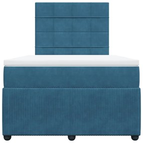 Cama boxspring com colchão 120x200 cm veludo azul-escuro