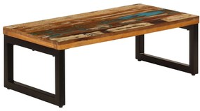 Mesa de centro 100x50x35 cm madeira recuperada maciça e aço