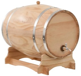vidaXL Barril de vinho com torneira em madeira de pinho maciça 35 L