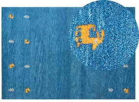 Tapete Gabbeh em lã azul escura 140 x 200 cm CALTI Beliani