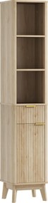 HOMCOM Coluna de Casa de Banho Móvel de Casa de Banho Estreito com Porta Canaleda Gaveta 3 Compartimentos e Prateleiras Ajustáveis 33x30x170 cm Madeira | Aosom Portugal