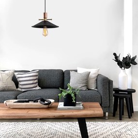 Candeeiro Suspenso Dodo – Preto e Cobre – 30 x 30 cm